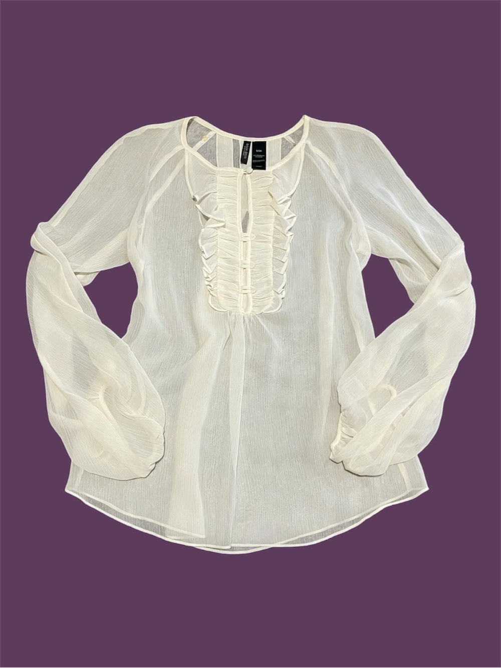 Bisou Bisou cream sheer flowy blouse size women’s S